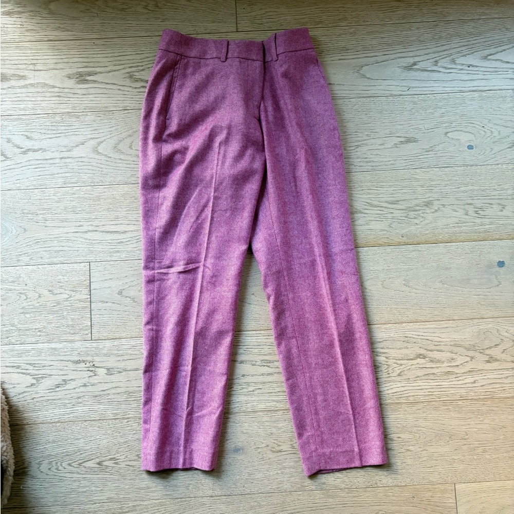 Boden Kew Wool Pants (Pink Herringbone Trousers)